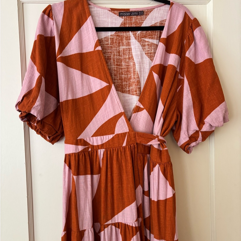 Mister Zimi Pink and Orange Wrap Maxi Dress